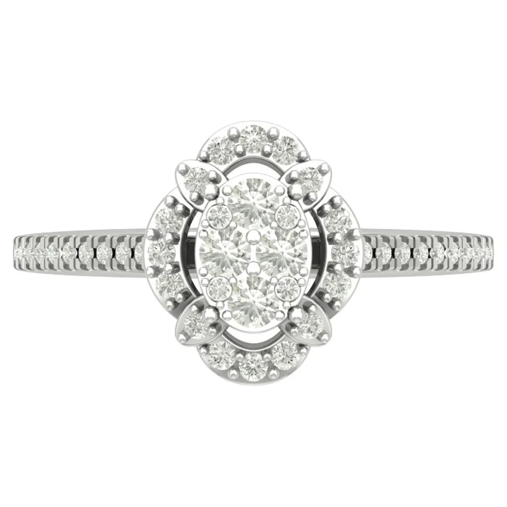 10K White Gold Diamond Cluster Band Ring B32705