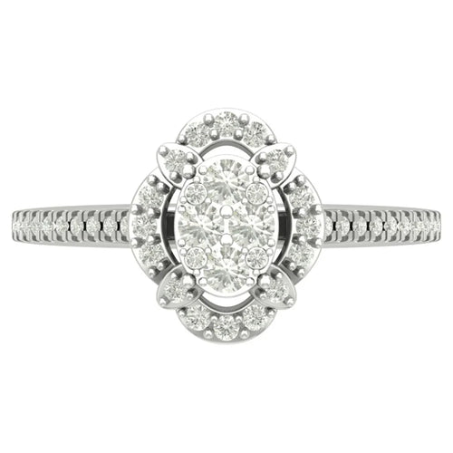 10K White Gold Diamond Cluster Band Ring B32705