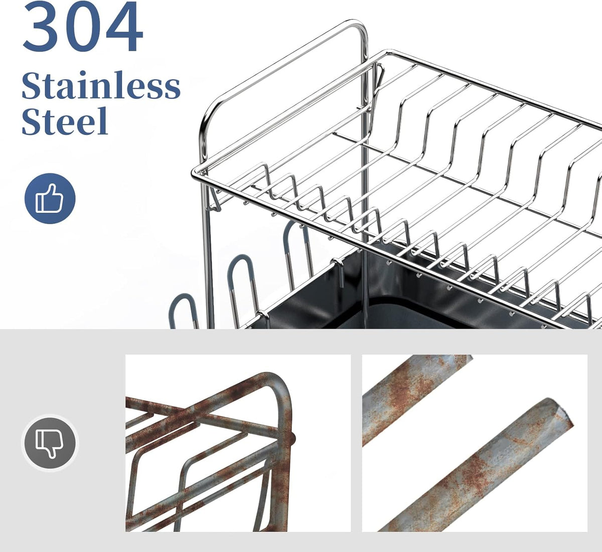 2-Tier Dish Drying Rack with Drainboard Q497