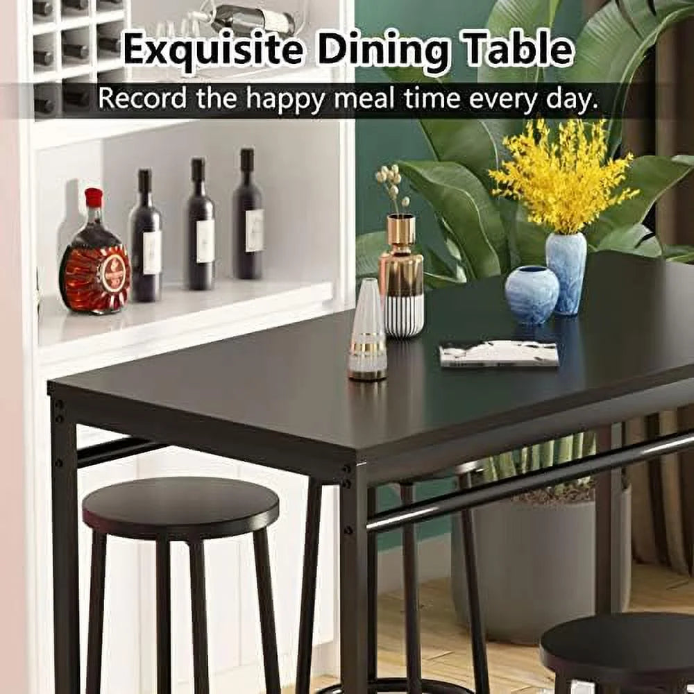 Dining Table Set for 4 with 4 Square Stools 5 Piece R769863