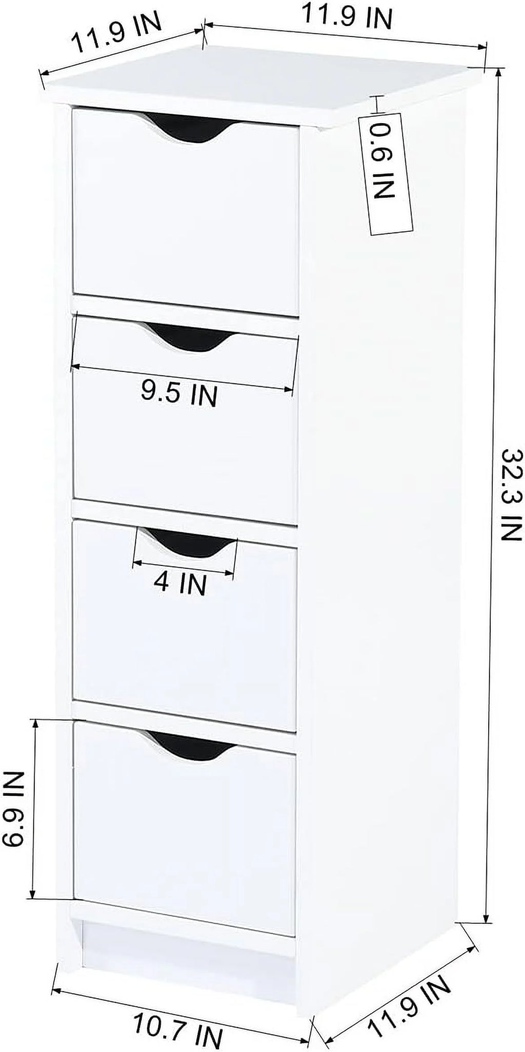 White 4 Drawer Wooden Floor Cabinet H619641