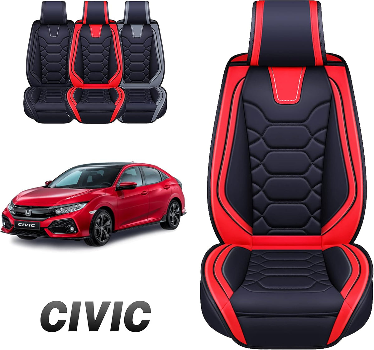 Black Leather Seat Covers Full Set V104