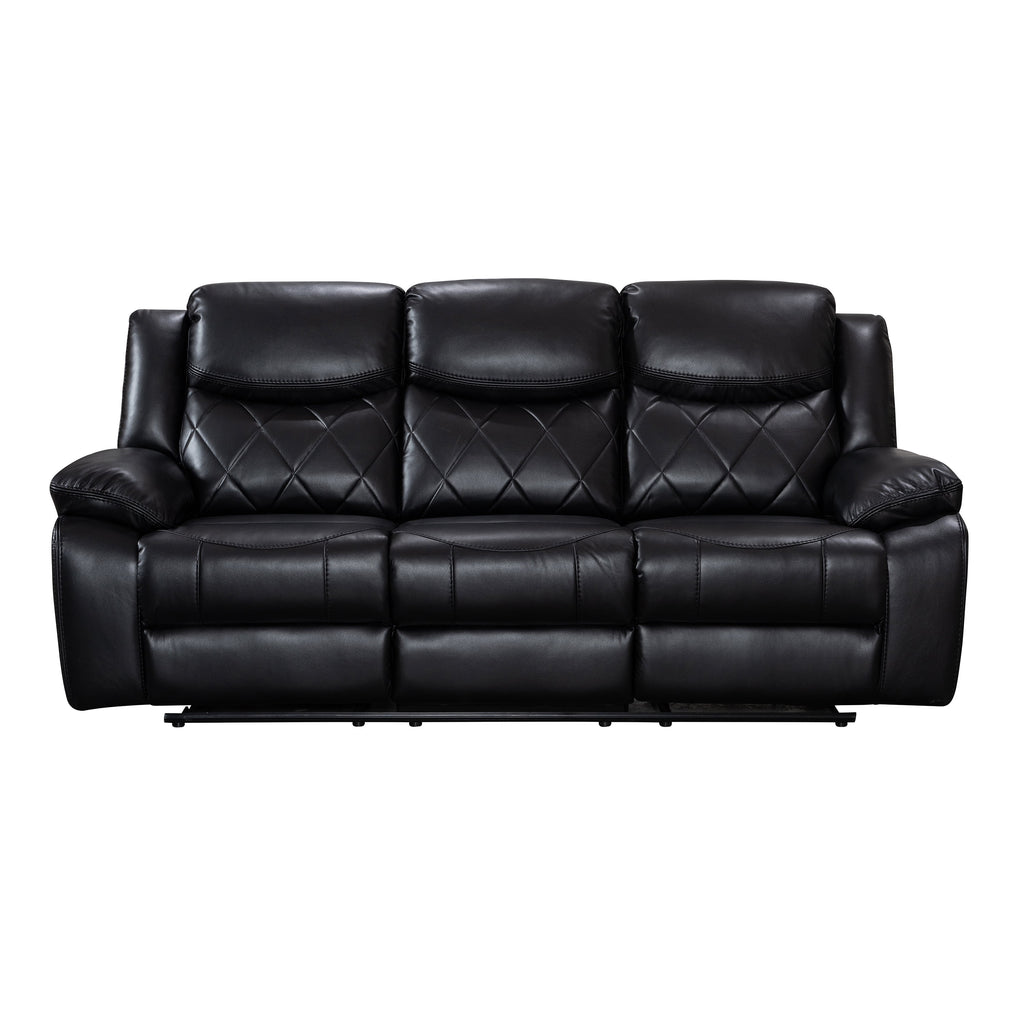 Black Faux Leather Power Reclining Sofa E29494