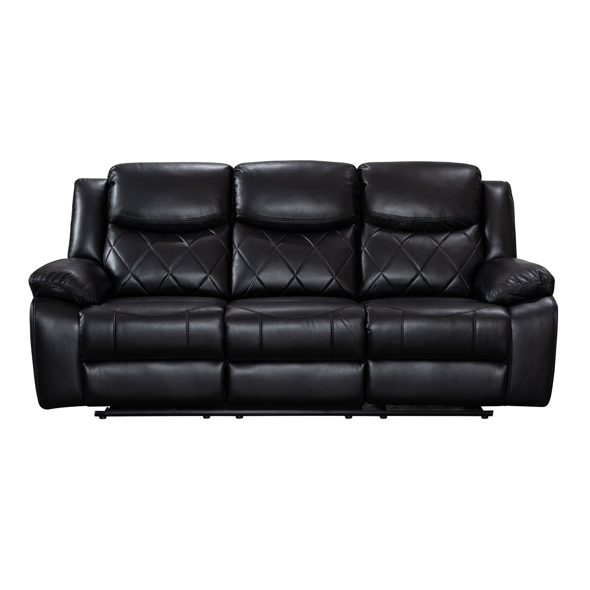 Black Faux Leather Power Reclining Sofa E29494
