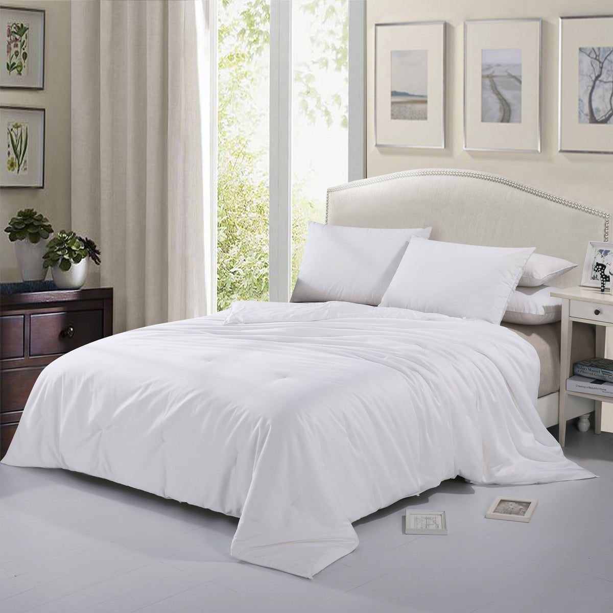 White Cotton Sateen Comforter U992113