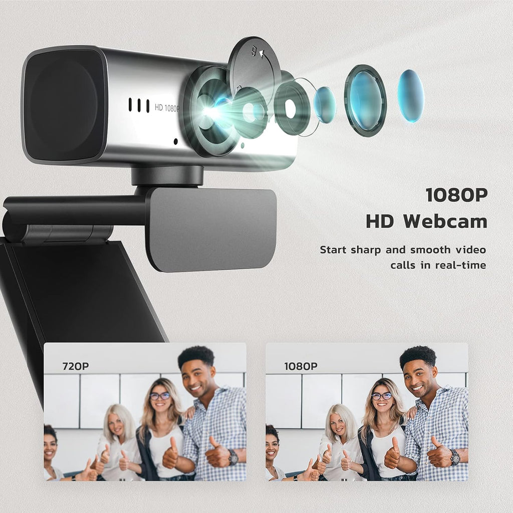 1080P Webcam with Microphone and Privacy Cover, USB Camera, Pack of 2 O921