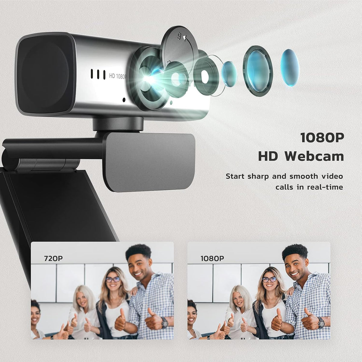 1080P Webcam with Microphone and Privacy Cover, USB Camera, Pack of 2 O921