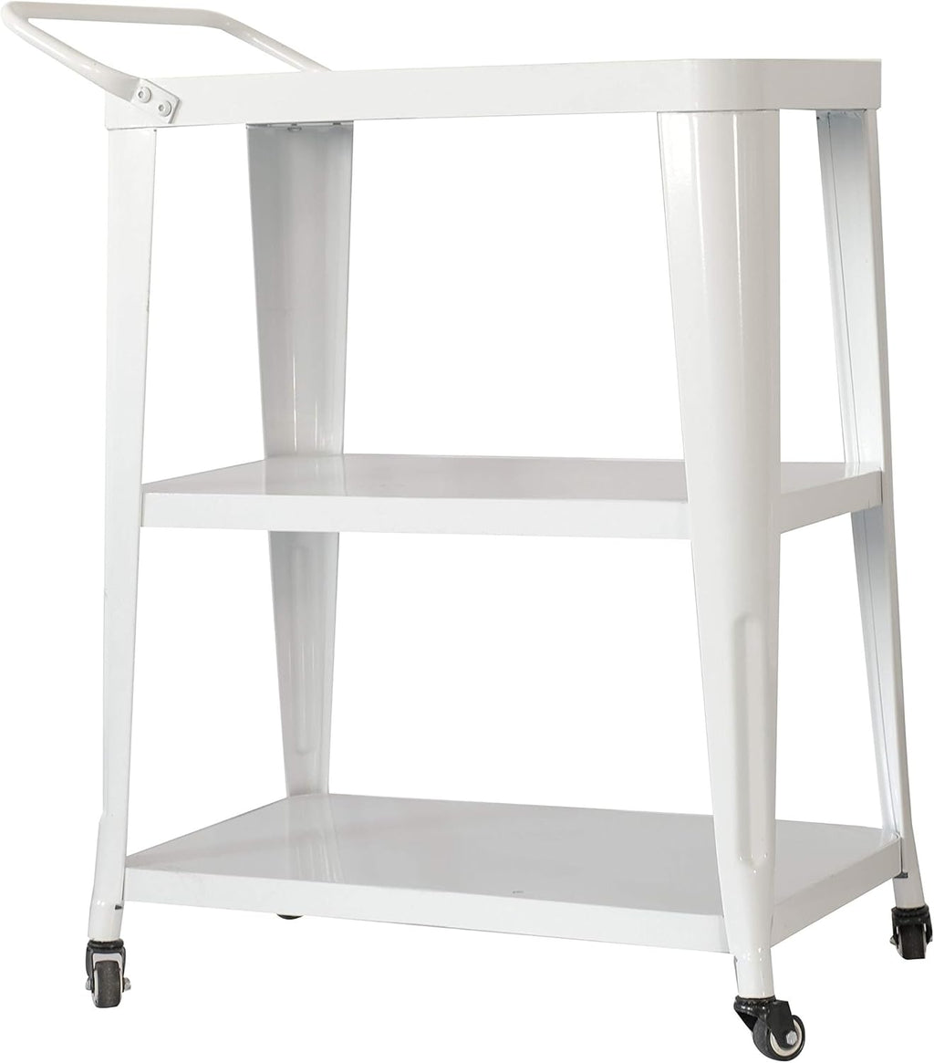 White 3-Tiered Mobile Metal Bar Cart I165