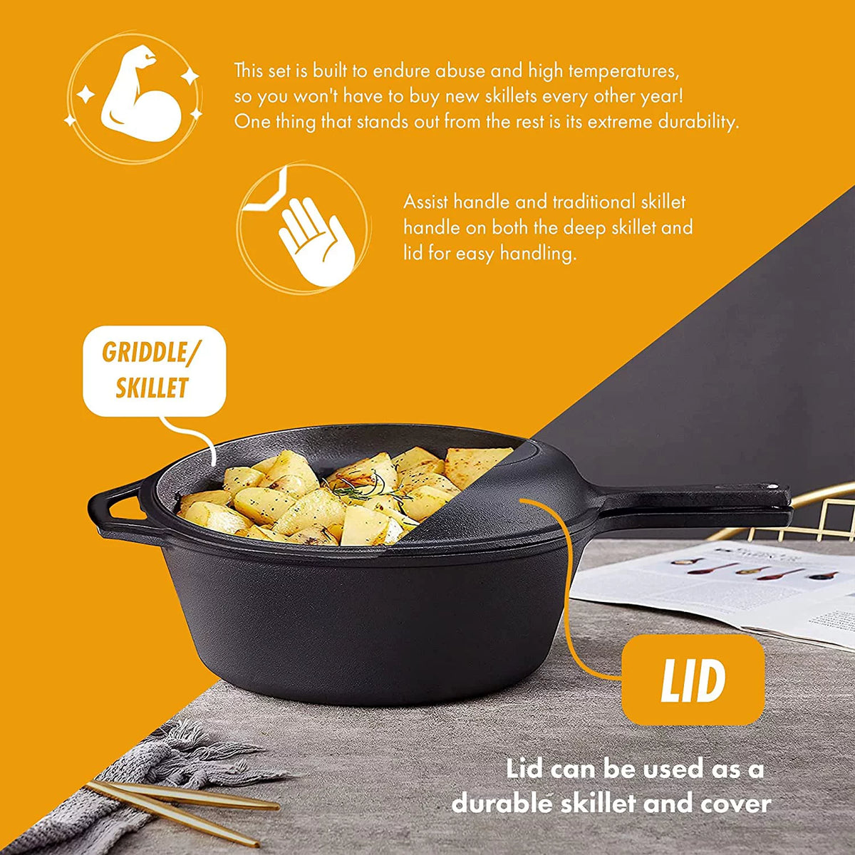 Pre-Seasoned 2-In-1 Cast Iron Skillet N308270