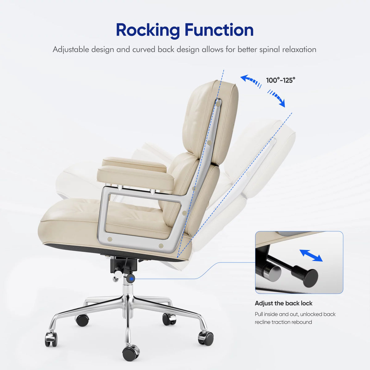 White Genuine Leather Office Chair J440