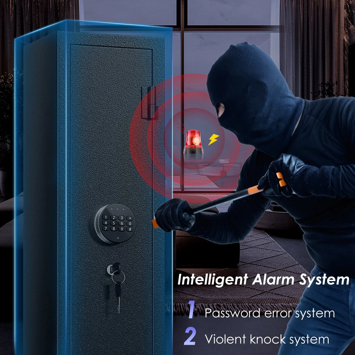 3-Gun Safe with LED Light, Digital Keypad, Alarm System G9336