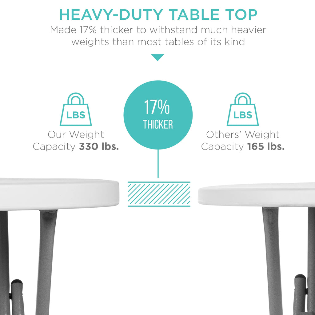 32in White Folding Bar Height Table K2288