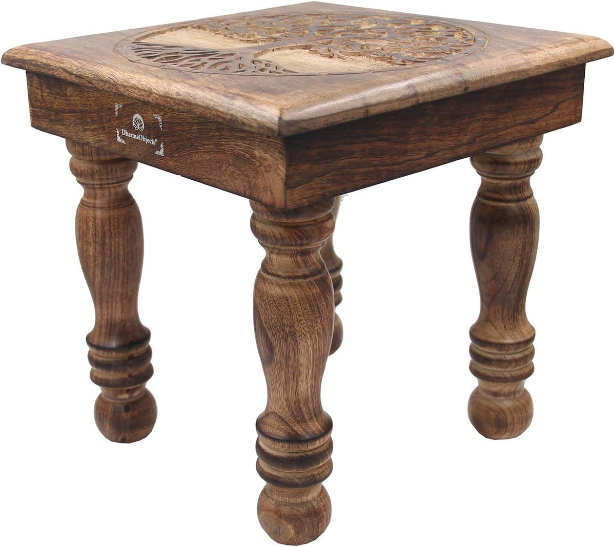 Solid Mango Wood Hand Carved Puja Shrine Altar Table U877