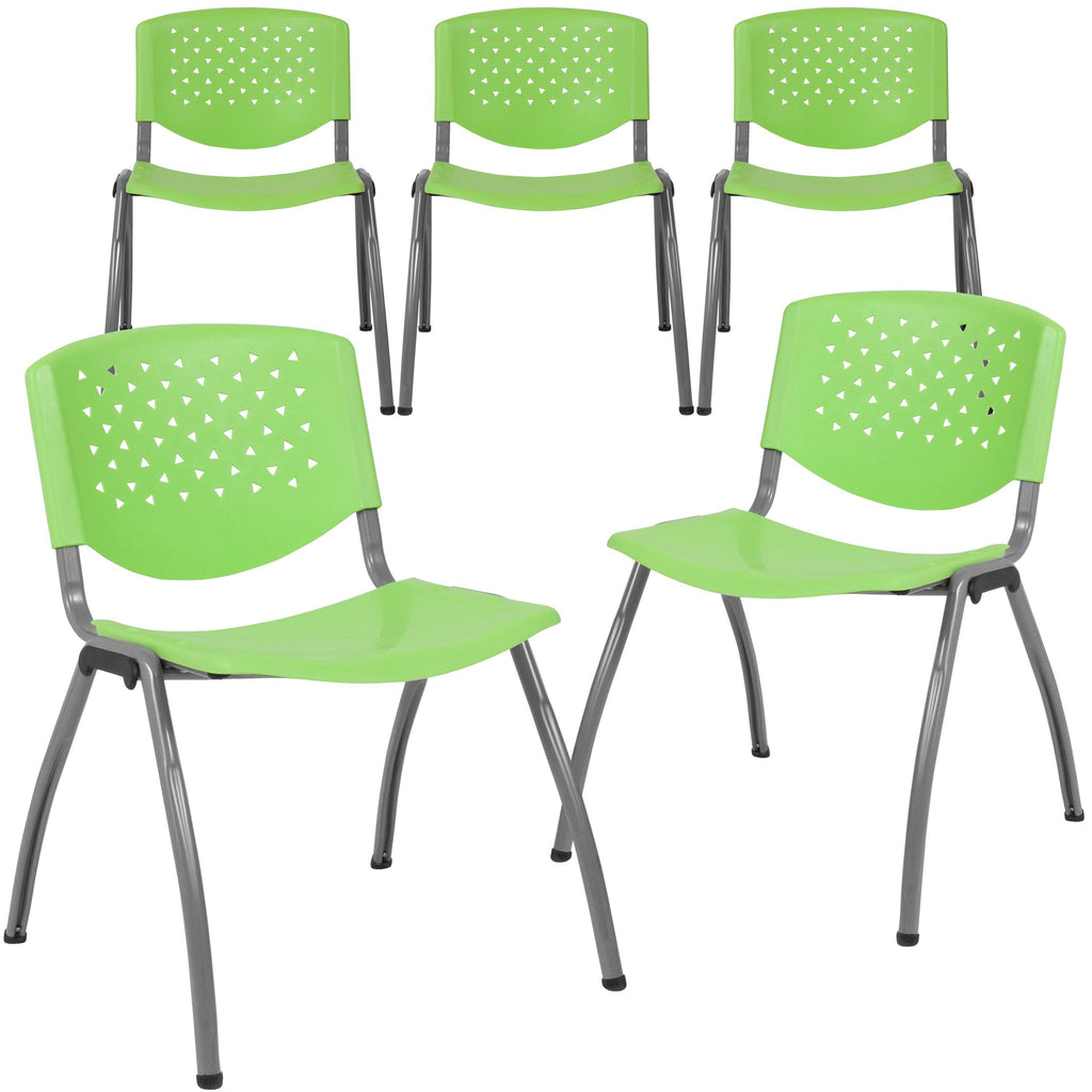 Green Plastic Stack Chair with Titanium Frame A243