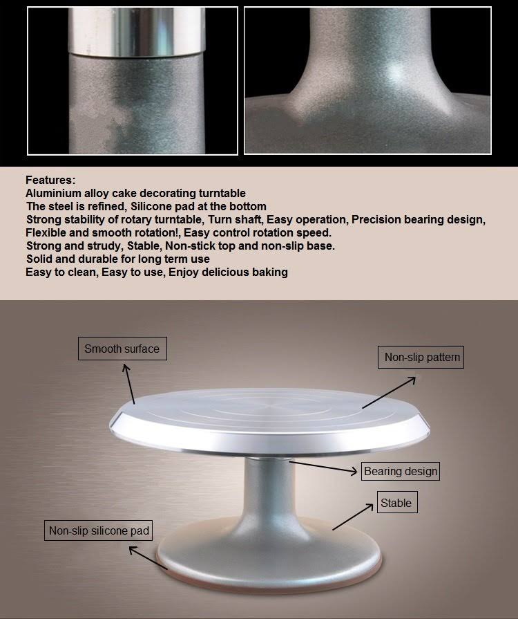 Silver Aluminum Alloy Rotating Cake Turntable Stand P322691