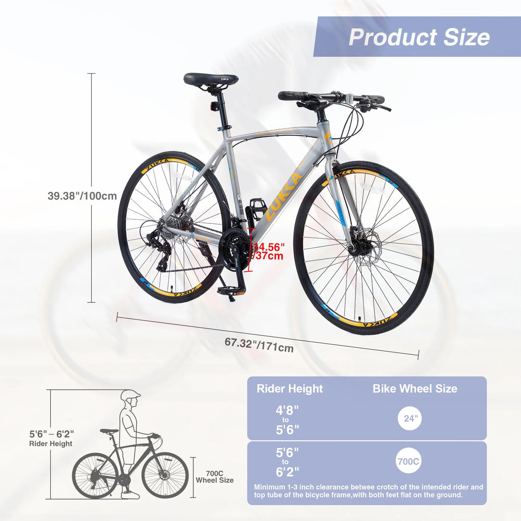 Silver 700C Hybrid Bike with Double Disc Brake E470370