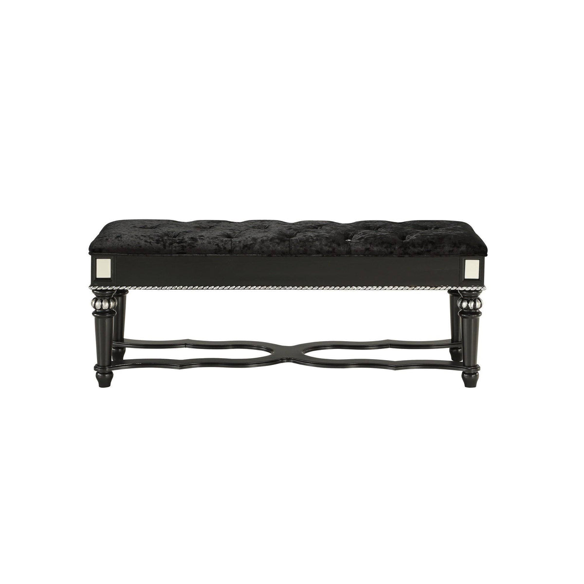 Black Bench with Intricate Carvings J67510