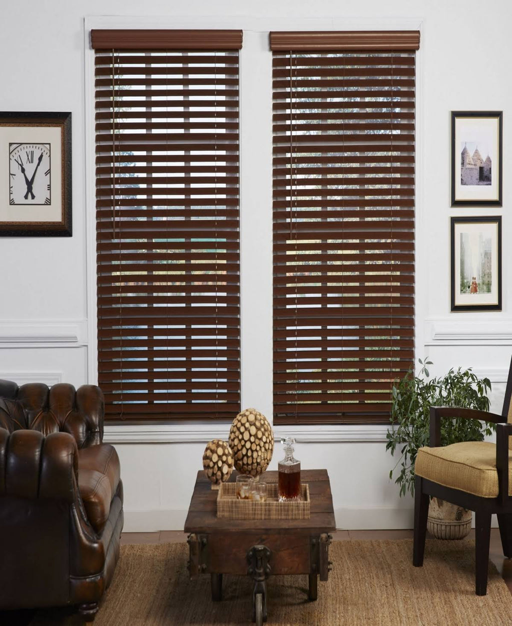 Cordless Faux Wood Venetian Blind, 42x22 x 72x22 - Dark Oak V832