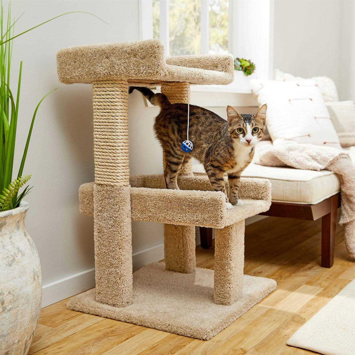 32-in Wooden Cat Tree with Toy L184