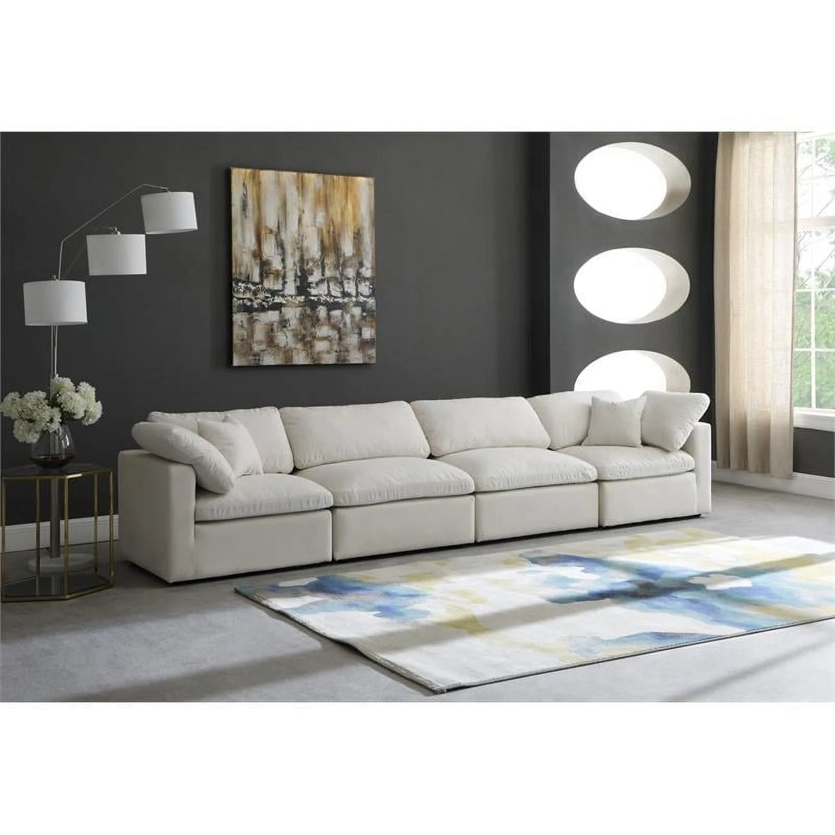 Cream Velvet Modular Sofa S5469