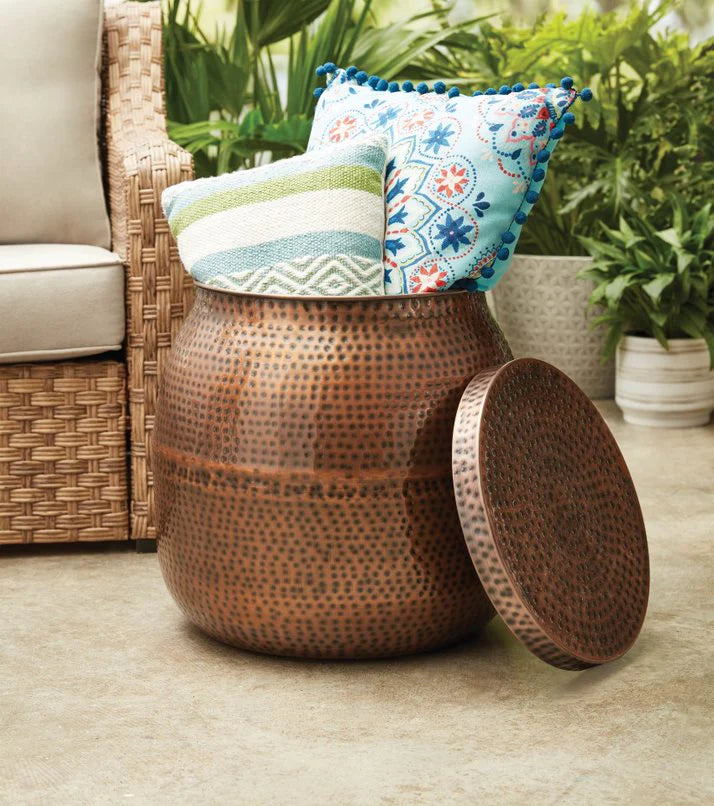 20 Hammered Finish Metal Garden Stool C41199