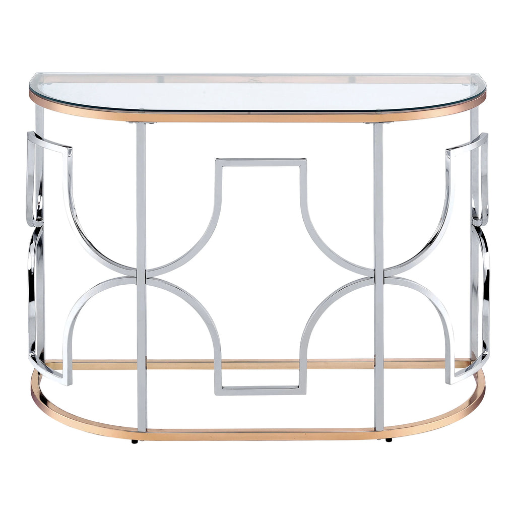 Glass Top Chrome and Gold Sofa Table W677952