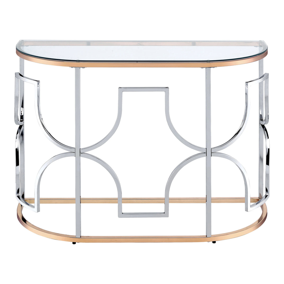 Glass Top Chrome and Gold Sofa Table W677952