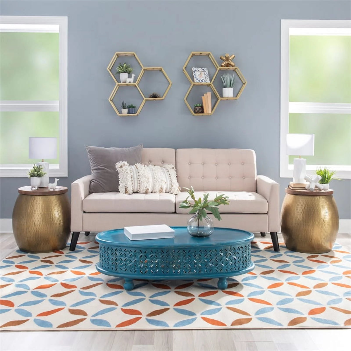 3-Piece Set with Metal Drum Table and 2 Drum Side Tables K86245