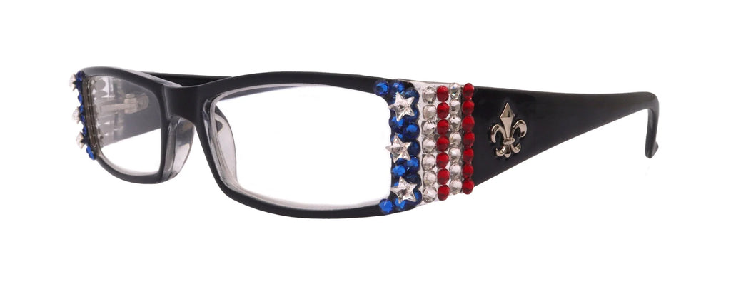 Women Reading Glasses with European Crystals Black R10796