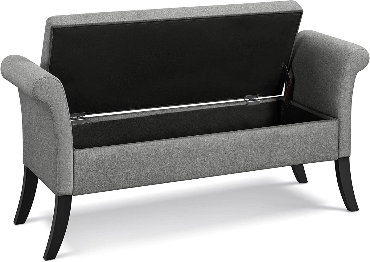 Light Gray Polyester Storage Bench with Lid O37750