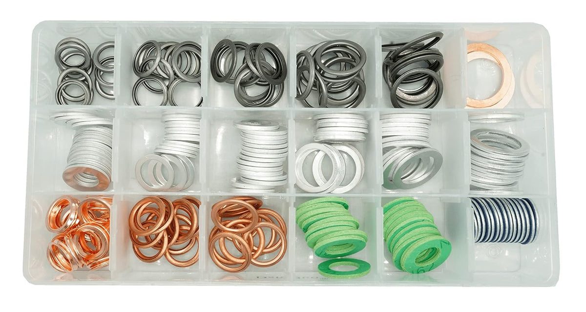 200PCS 18 Sizes Oil Drain Plug Gaskets Washers Assortment Kits N421579