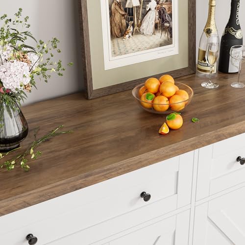 55" White Buffet Sideboard Cabinet with Drawers and Shelves E231