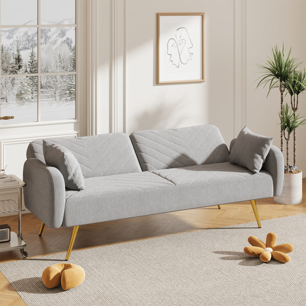 70.5" Linen Convertible Sleeper Sofa Bed with Adjustable Splitback M95019