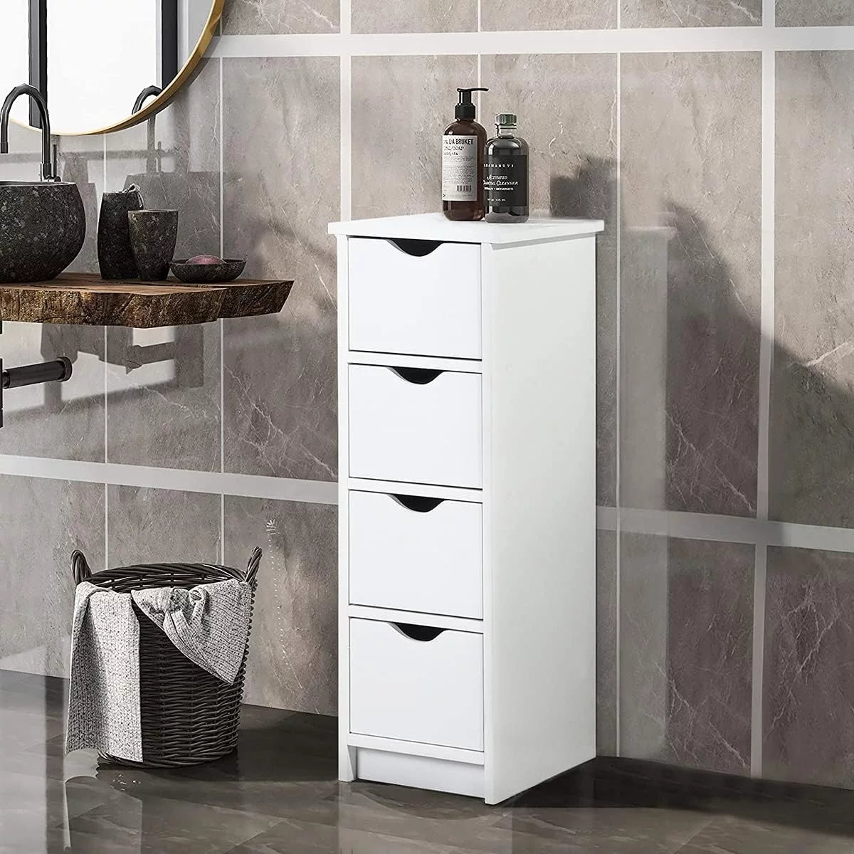 White 4 Drawer Wooden Floor Cabinet H619641