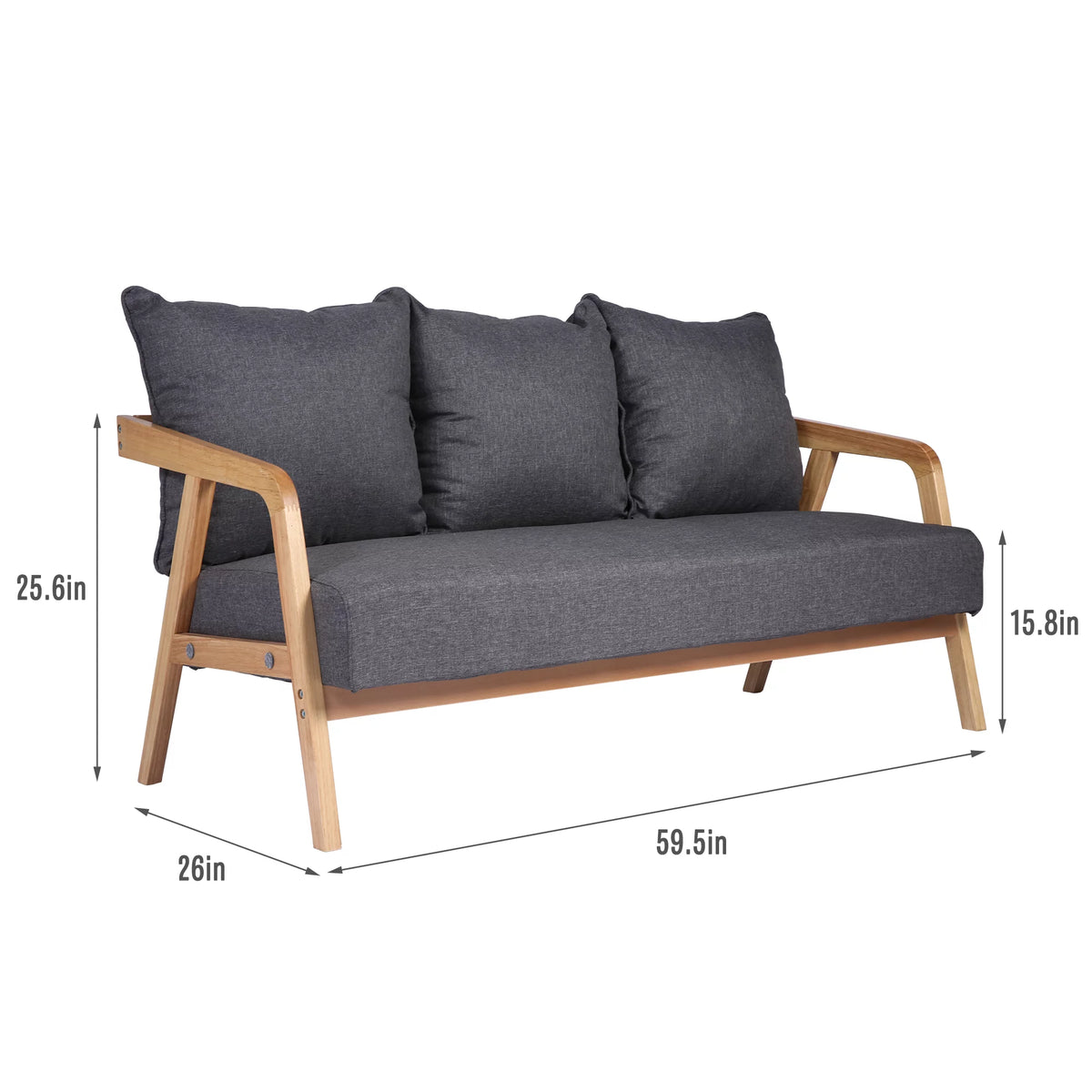 Grey Upholstered Sofa with Wooden Frame R737740