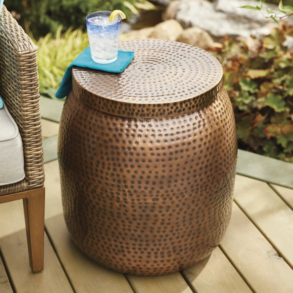 20 Hammered Finish Metal Garden Stool C41199