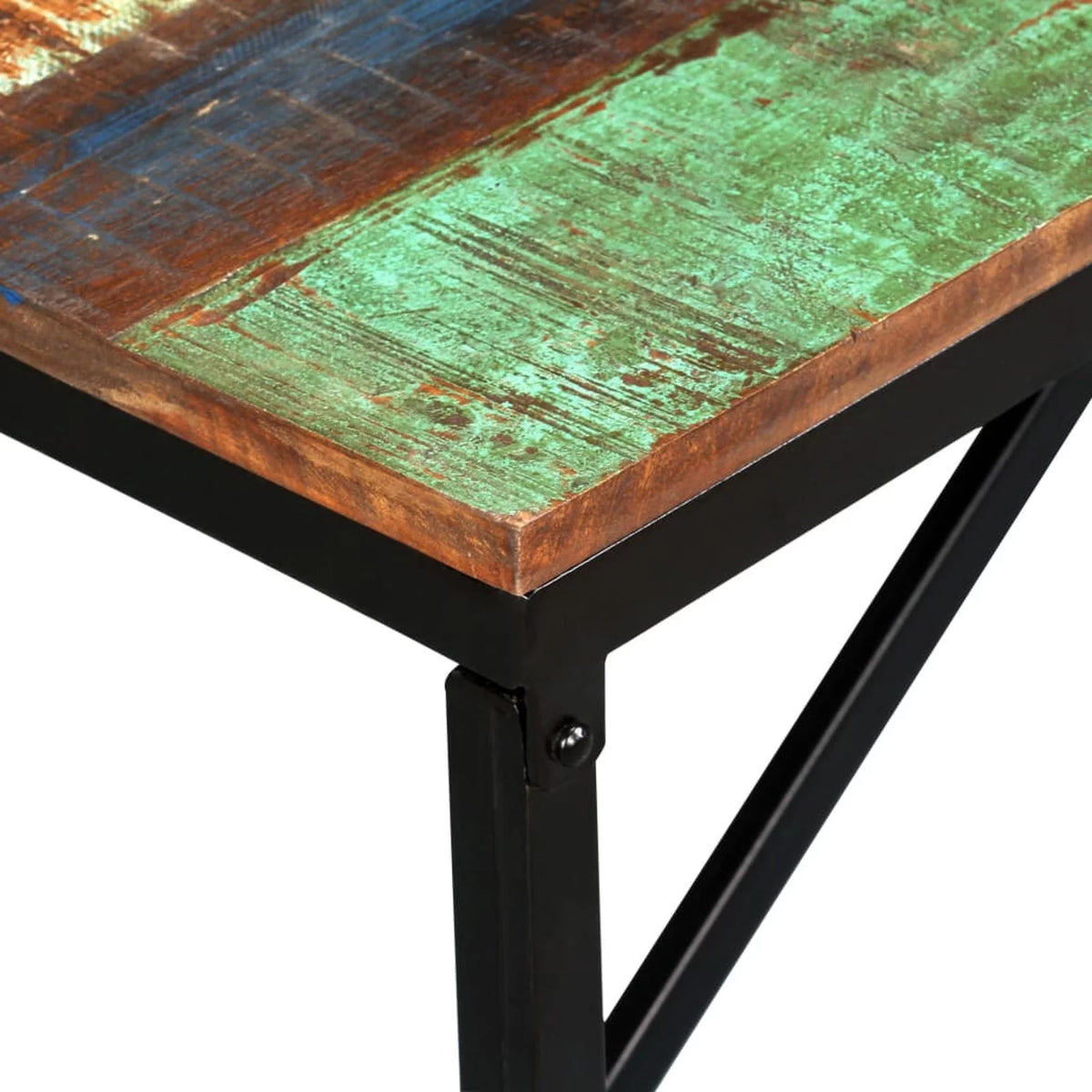 Vintage Reclaimed Wood Bench with Steel Legs O826450