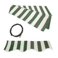 Green and White Striped 16 x 10 Feet Awning Fabric Replacement K452957