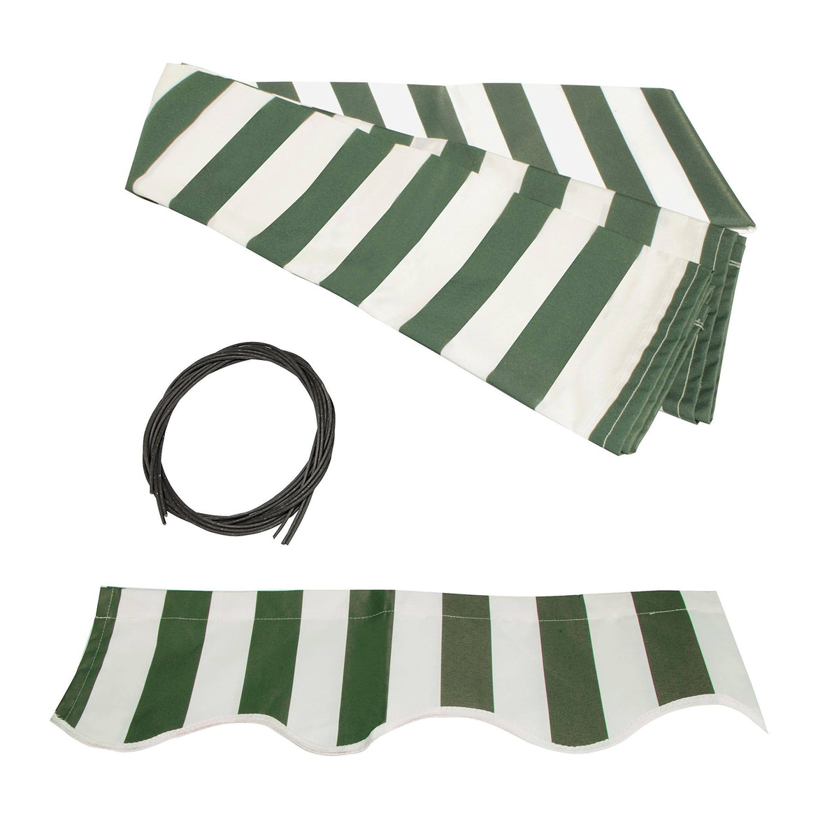 Green and White Striped 16 x 10 Feet Awning Fabric Replacement K452957
