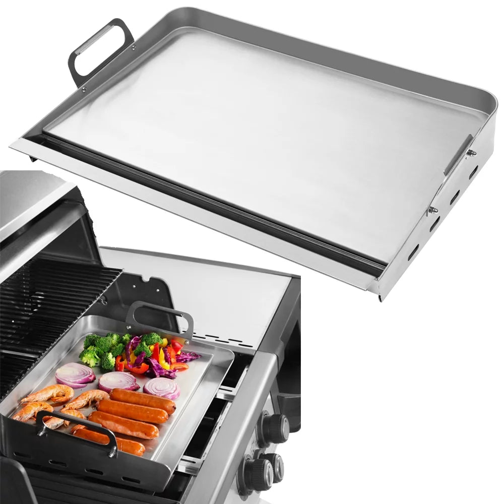 Flat Top Grill Griddle with Removable Grease Tray, 24 x 16 Stainless Steel U123665