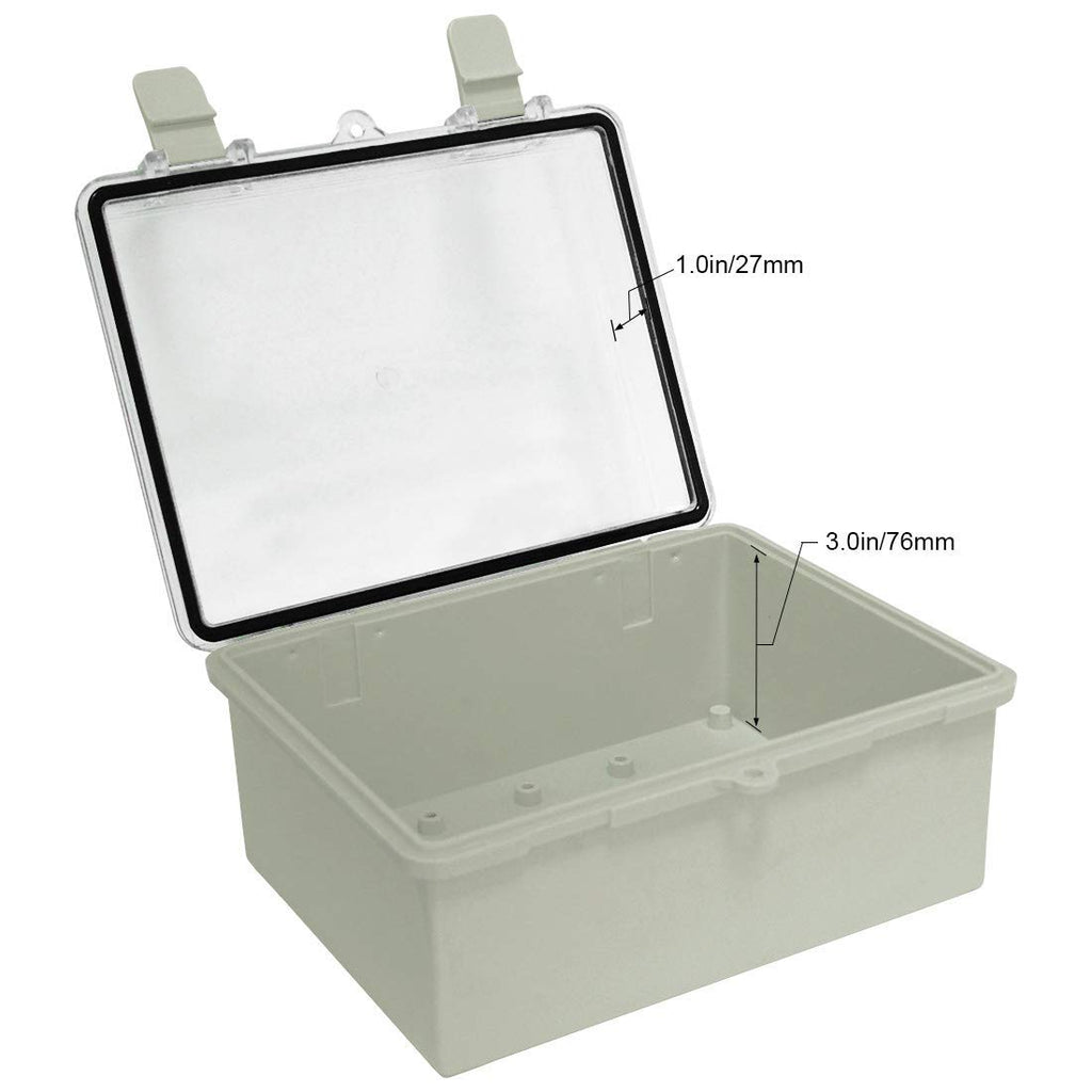 Gray ABS Plastic IP65 Junction Box with Clear Cover 8.7 x 6.7 x 4.3inch V684