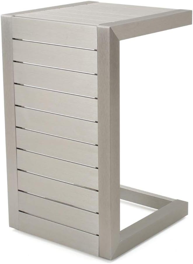 Silver Aluminum C-Shaped End Table U762