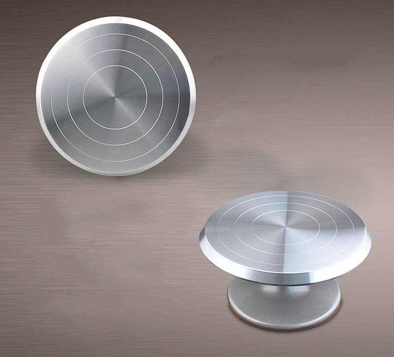 Silver Aluminum Alloy Rotating Cake Turntable Stand P322691
