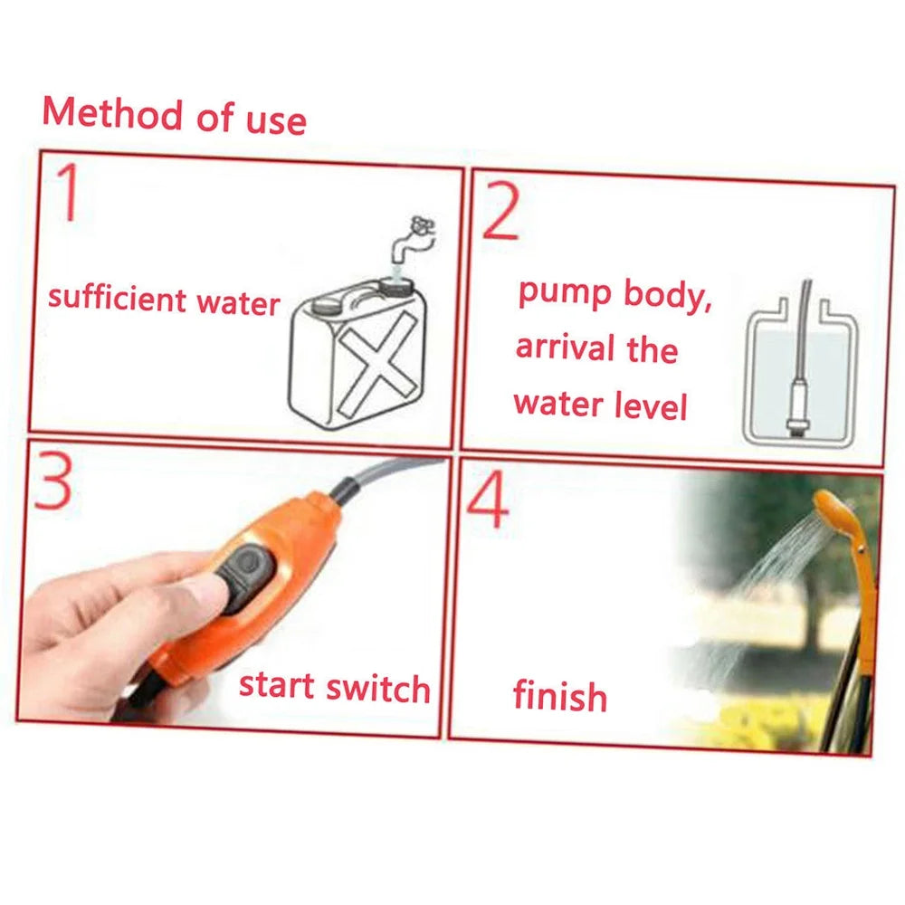 Portable Shower Kit with Pump, 6 Meter Cable, Max 2.5L Per Minute J795
