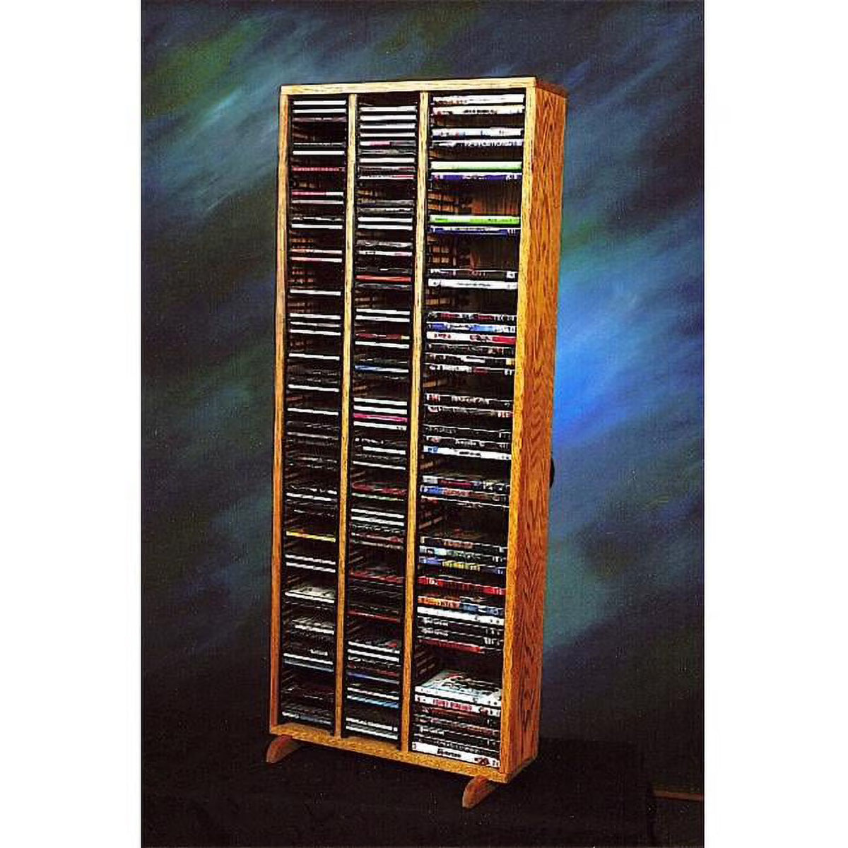 Solid Oak CD DVD Tower with Individual Locking Slots U3419