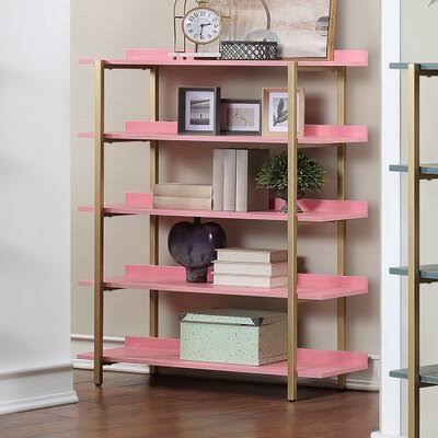 Antique Pink Steel Etagere Bookcase H863682
