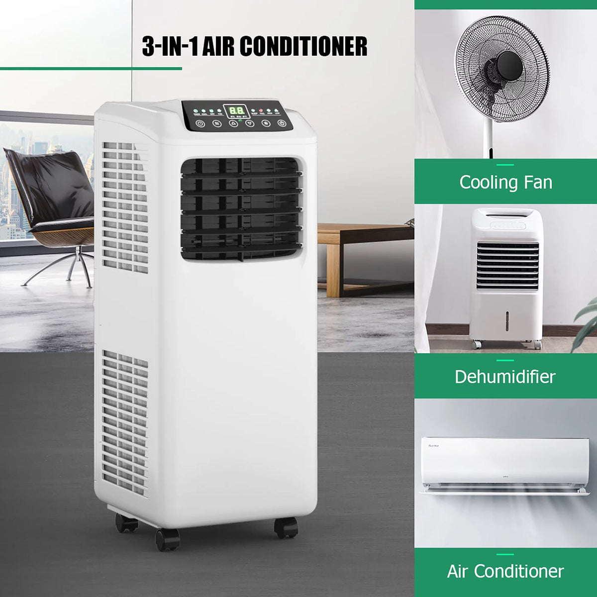 5500 BTU 3-in-1 Portable Air Conditioner with Dehumidifier and Window Kit N22186