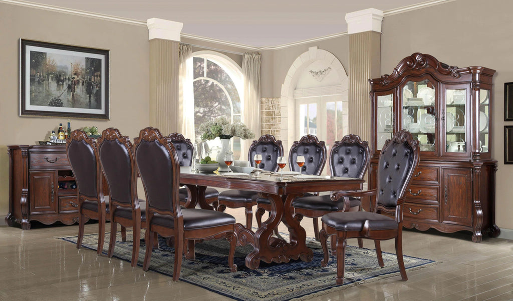 Carved Wood Double Pedestal Dining Table O292
