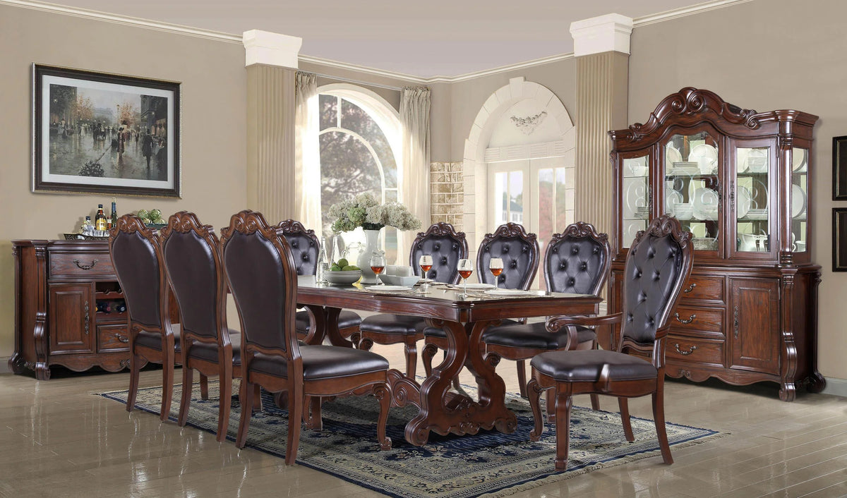 Carved Wood Double Pedestal Dining Table O292