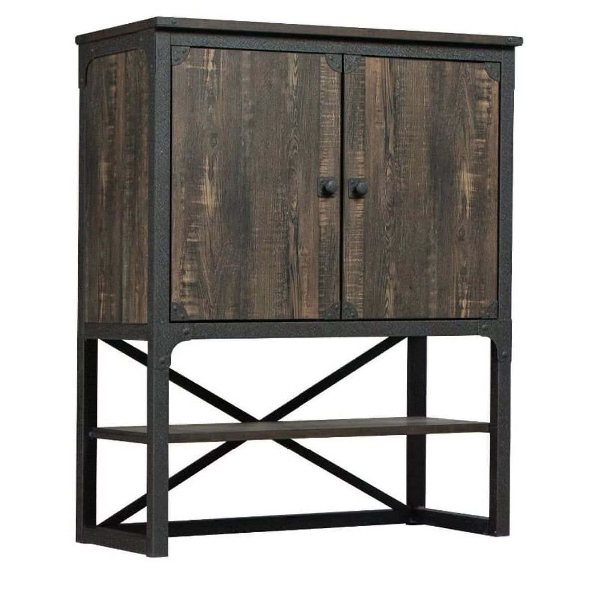 Engineered Wood Library Hutch in Carbon Oak Finish O102